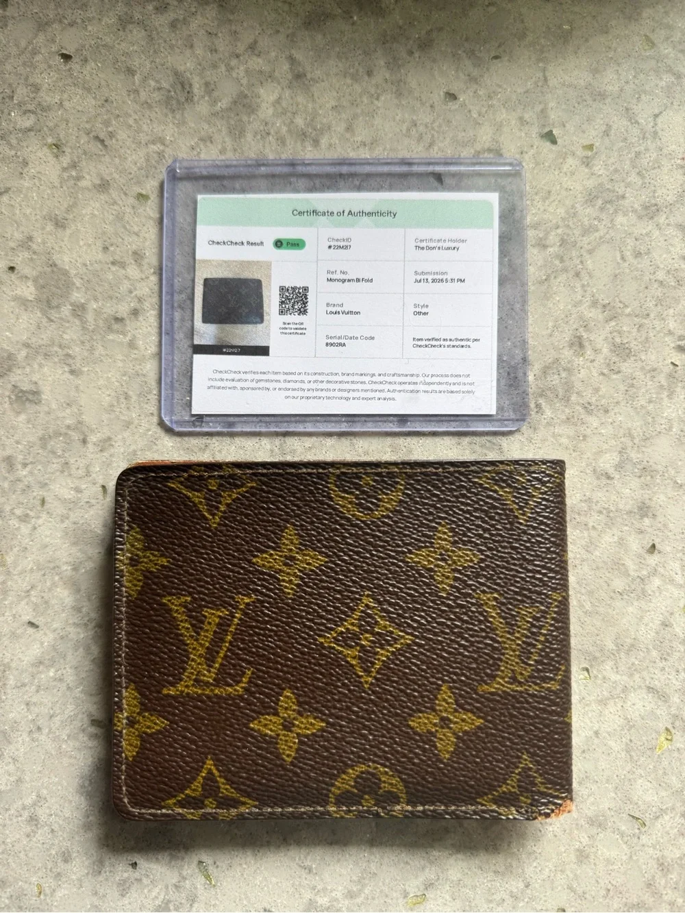 Louis Vuitton Monogram Bifold Wallet with  Certificate of Authenticity
